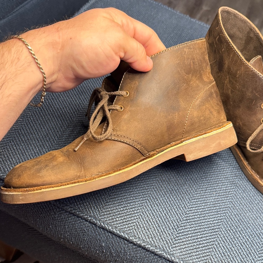 Clarks Tan Leather Chukka Boots - Picture 4 of 12